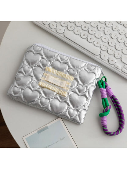 Cosbai - Y2K Style Colorblock Quilting Zip Pouch