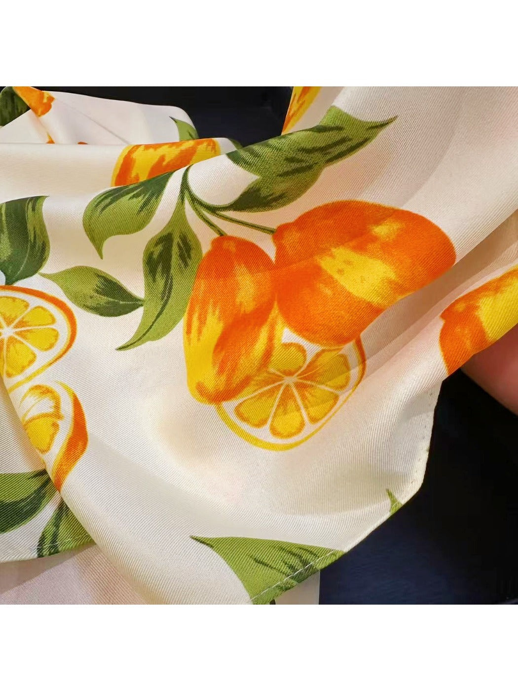 Scarvii - Lemon and Leaf Printed Triangle Scarf