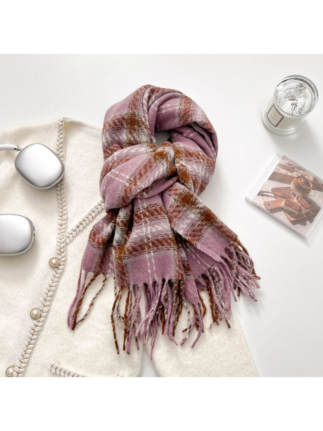 Scarvii - Classic Plaid Fringe Warm Scarf