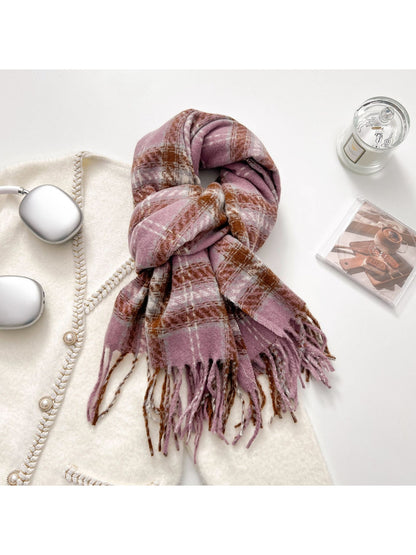 Scarvii - Classic Plaid Fringe Warm Scarf