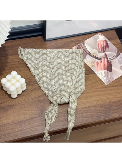 Scarvii - Floral Cutout Trim Triangle Bandana