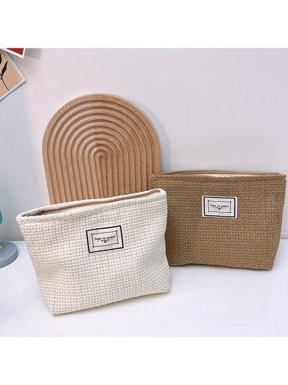 Cosbai - Woven Style Zipper Cosmetic Storage Bag
