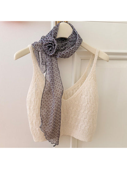 Scarvii Elegant Sheer Polka Dot Skinny Scarf product photo 7