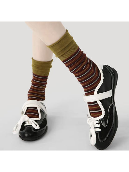 Rufia - Retro Stripe Color Block Crew Socks