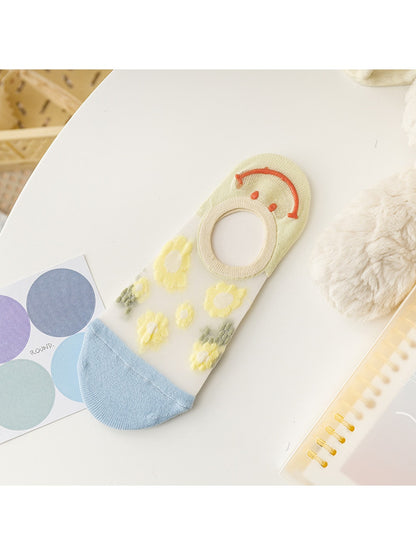 Rufia - Smiley Face Candy-colored No-Show Socks