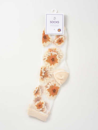 Rufia - Floral Sheer Crew Socks