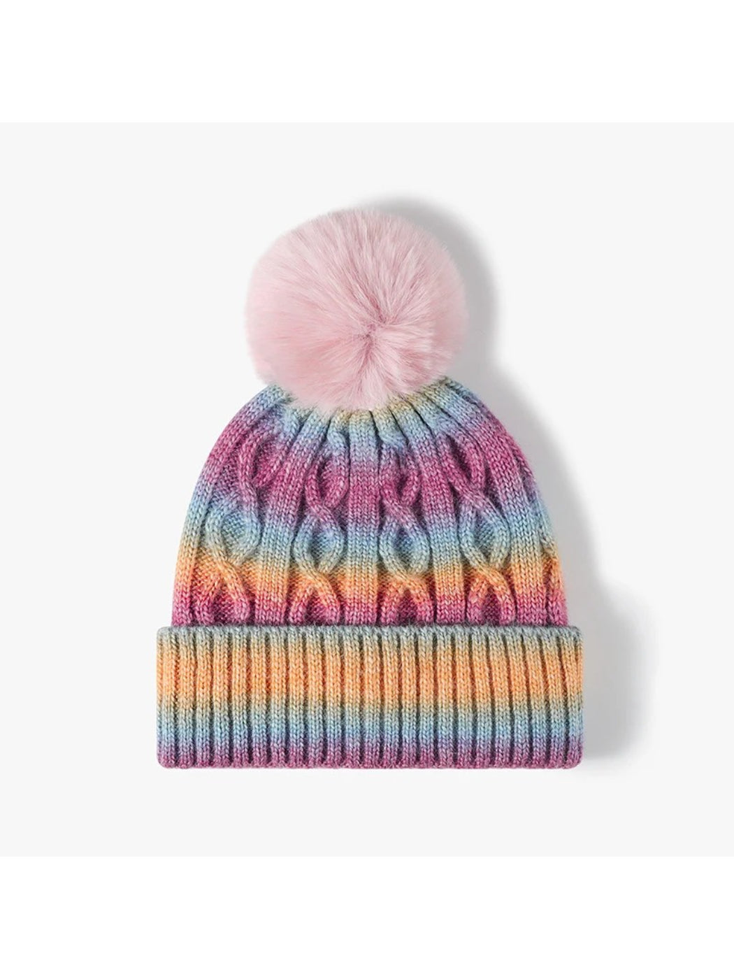 Haila - Gradient Cable Knit Pom Beanie
