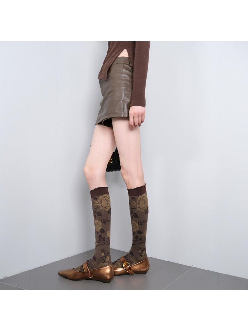 Rufia - Vintage Floral Jacquard Knee Socks