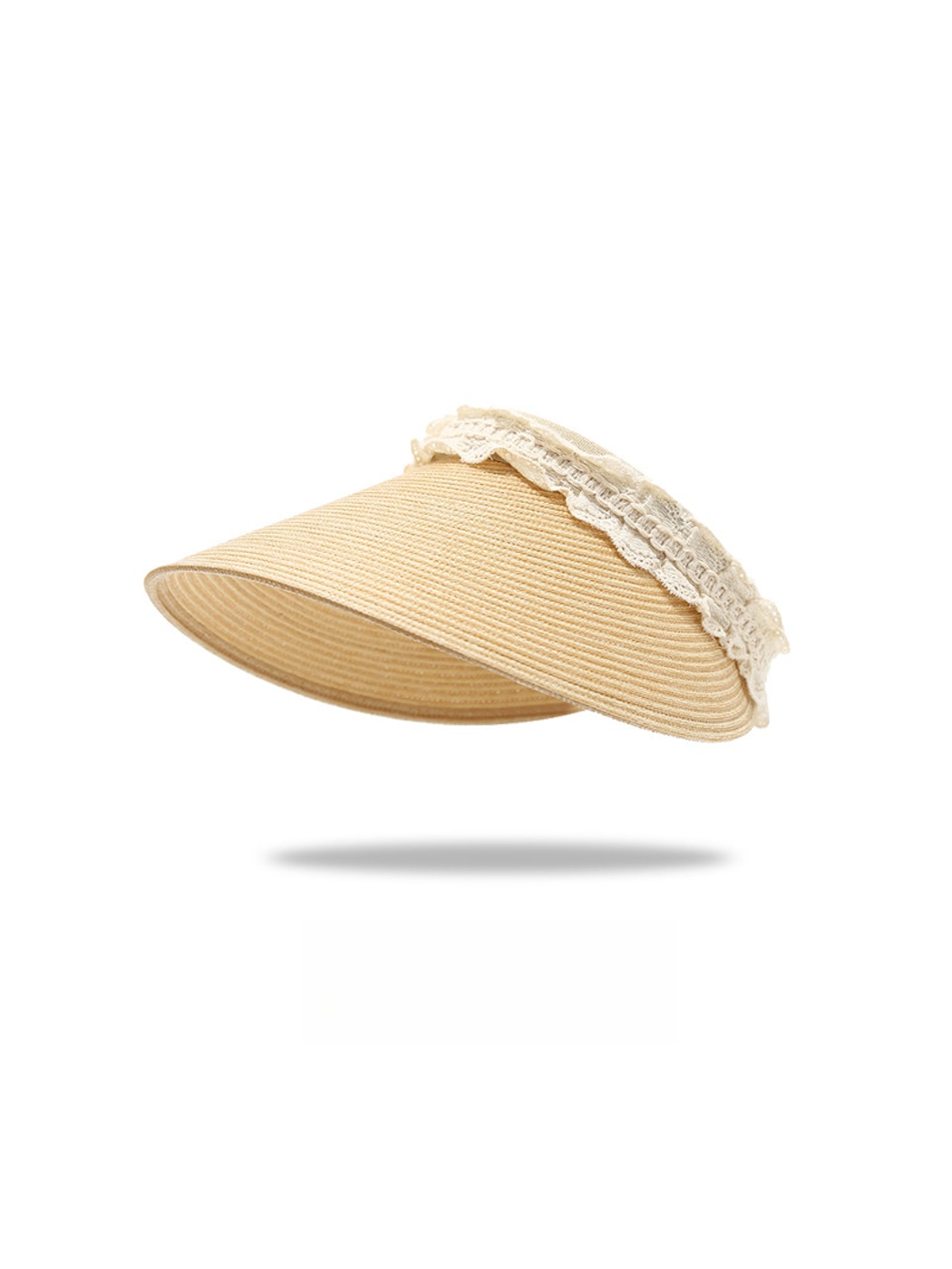 Haila - Elegant Lace Trim Wide Brim Visor Cap