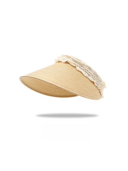 Haila - Elegant Lace Trim Wide Brim Visor Cap