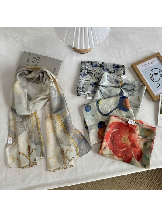 Scarvii - Floral Print Simple Styling Scarf