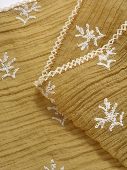 Scarvii Floral Embroidered Lace Trim Triangle Scarf