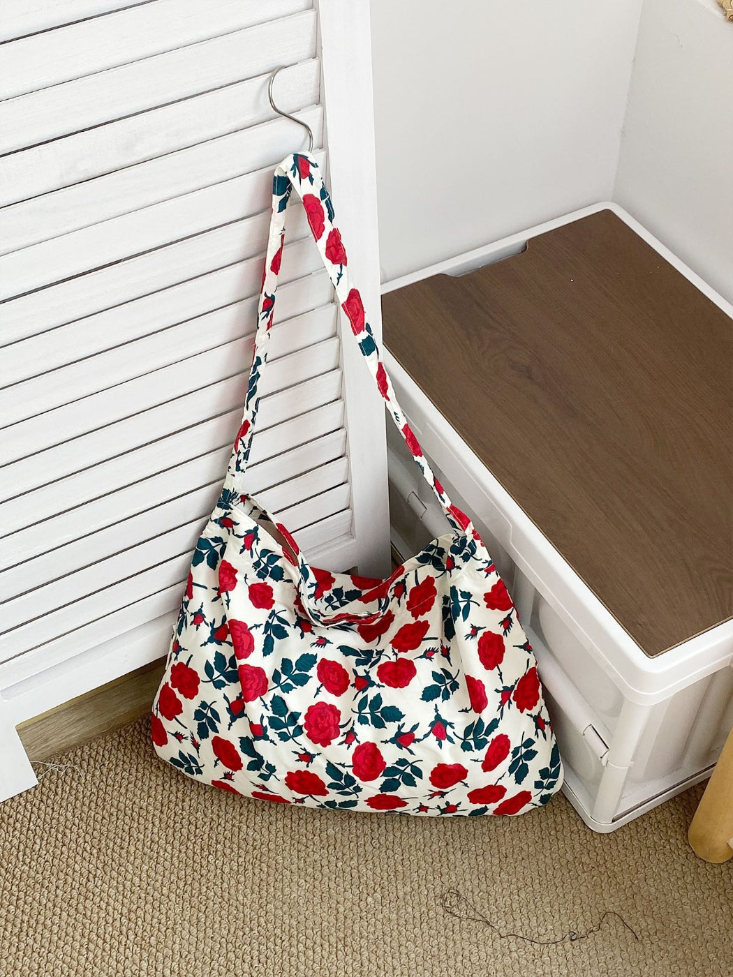 Interior view of Cosbai soft floral shoulder bag showing spacious