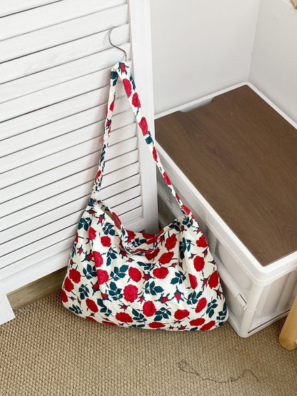 Interior view of Cosbai soft floral shoulder bag showing spacious