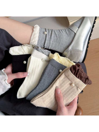 Rufia - Bead Accent Ribbed Crew Socks product image 3