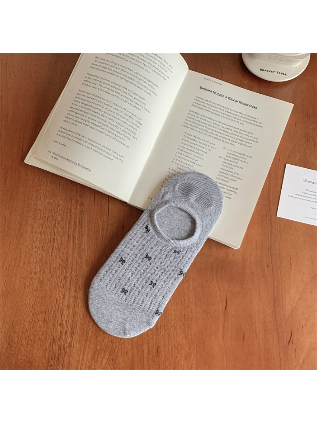 Rufia no show socks displayed on a foot showing low cut design