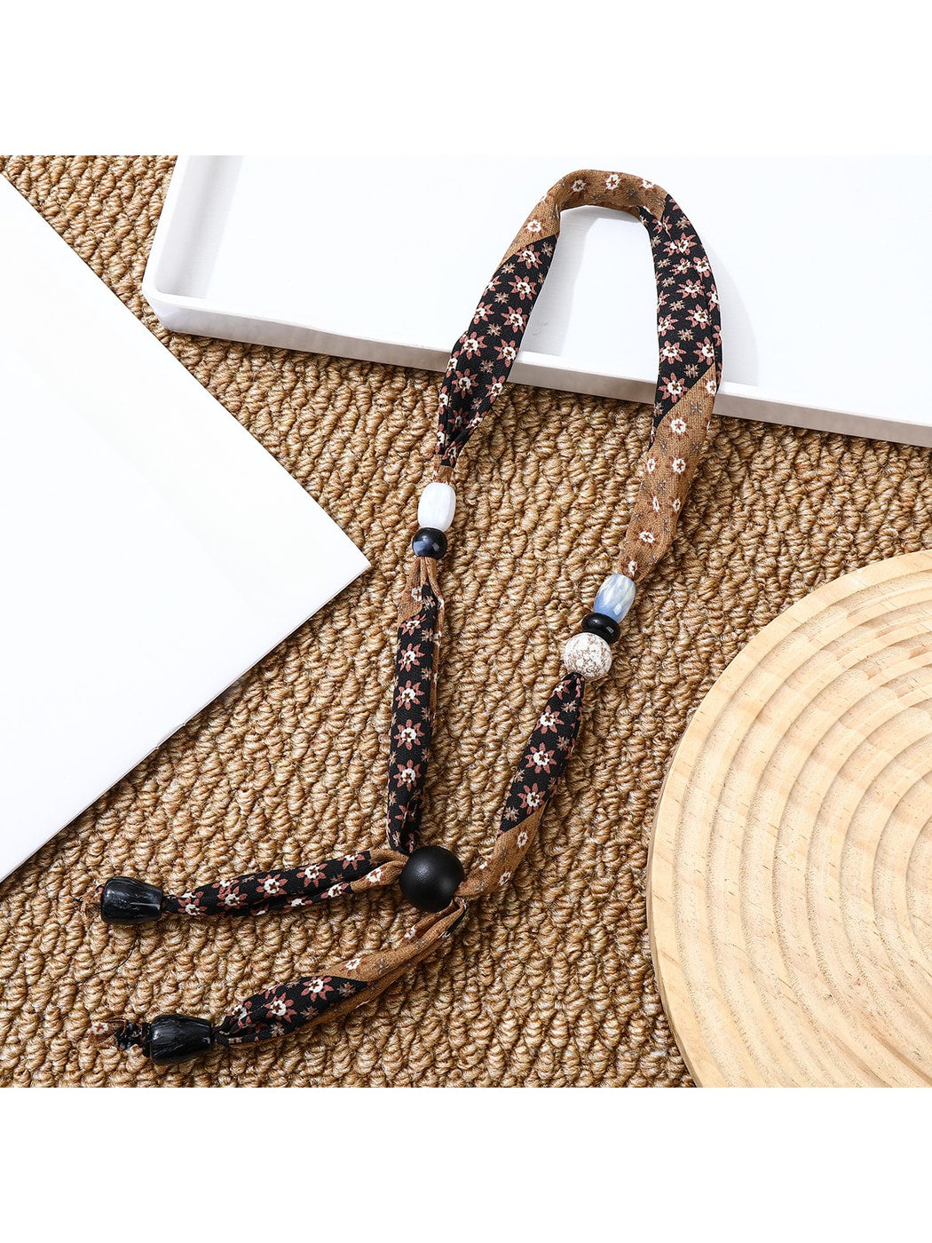 Scarvii - Decorative Long Beaded Fashion Narrow Scarf