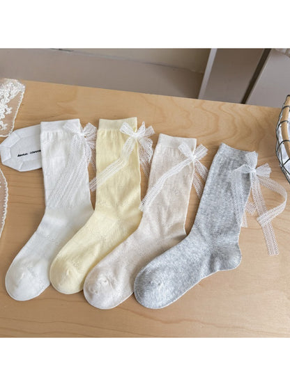 Rufia - Elegant Bow Lace Accent Crew Socks product image 9