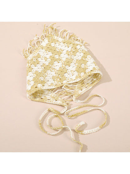 Scarvii Crochet Colorblock Fringe Hair Scarf
