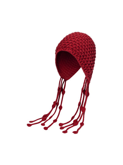 Haila – Solid Color Tassel Earflap Beanie