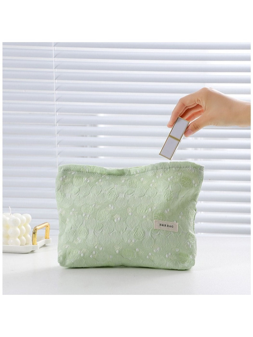 Cosbai - Floral Jacquard Handheld Women's Makeup Bag