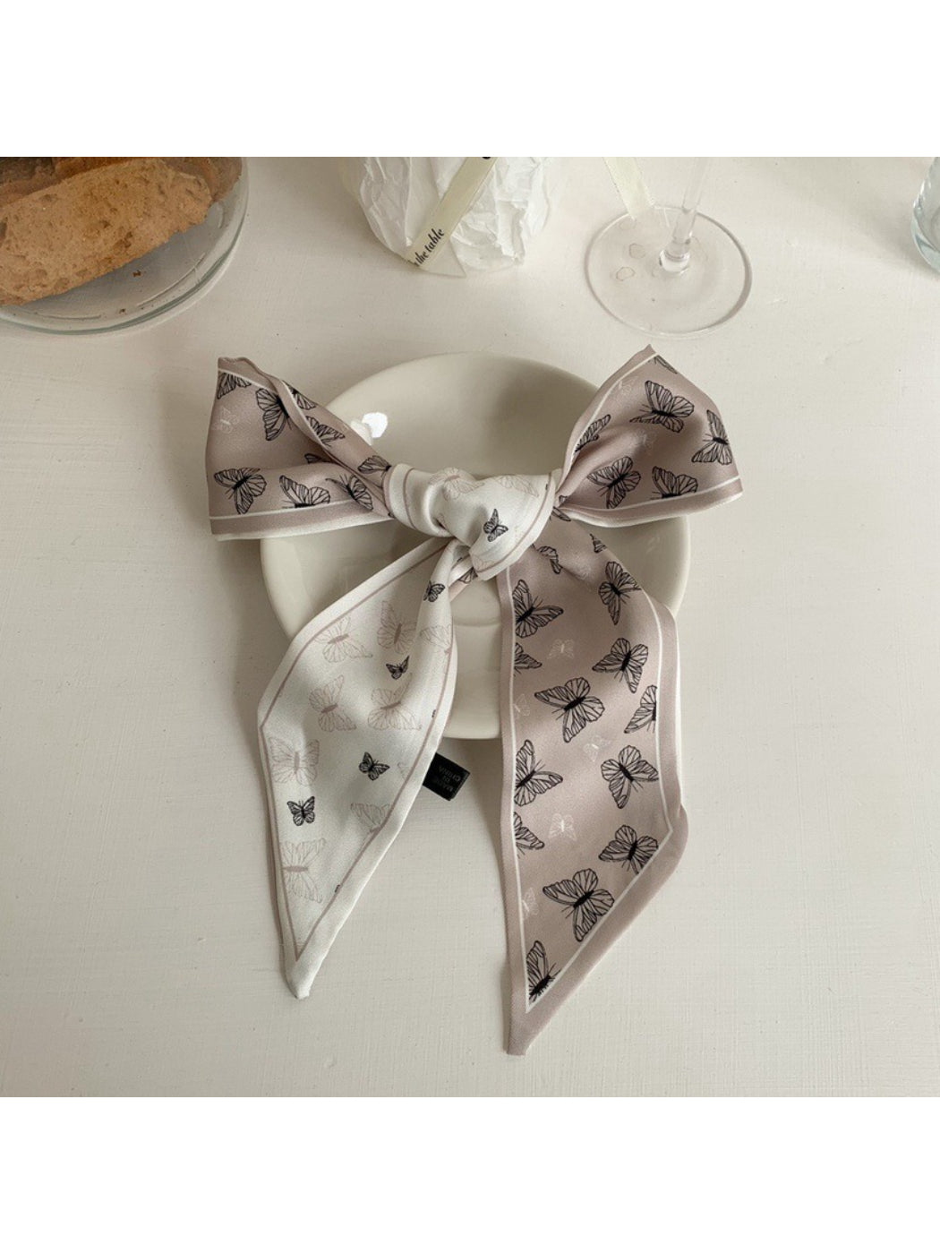 Scarvii Vintage Butterfly Motif Skinny Scarf