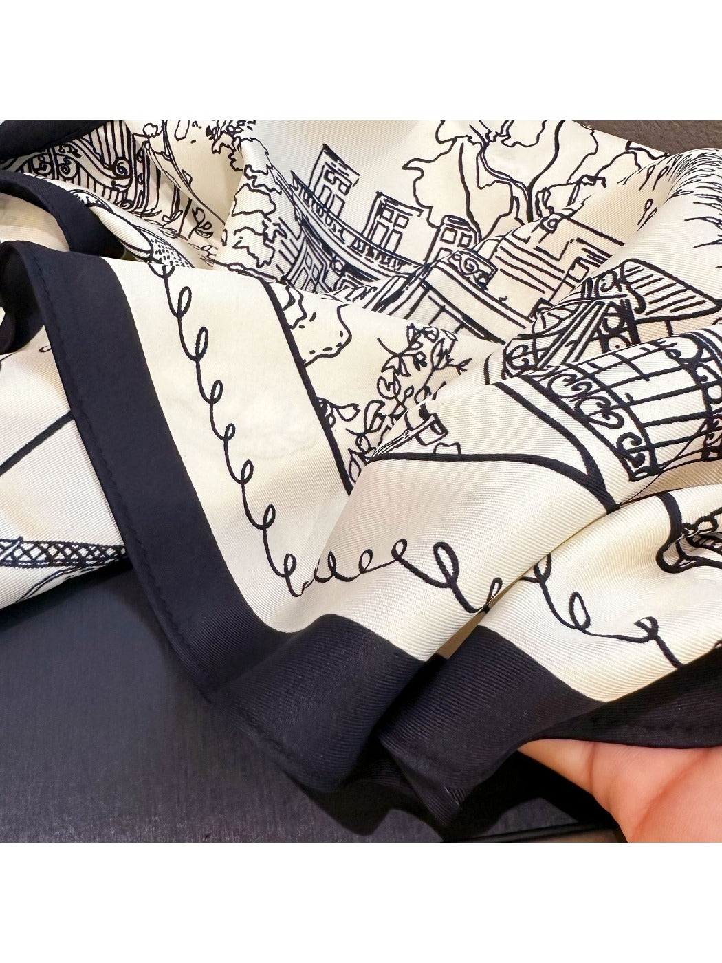 Scarvii - Minimalist Scenic Print Triangle Scarf