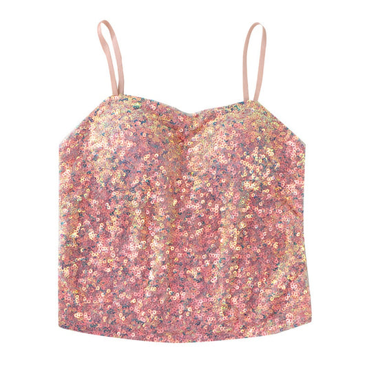 Vesty - Glitter Strappy Party Top With Built-In Padding