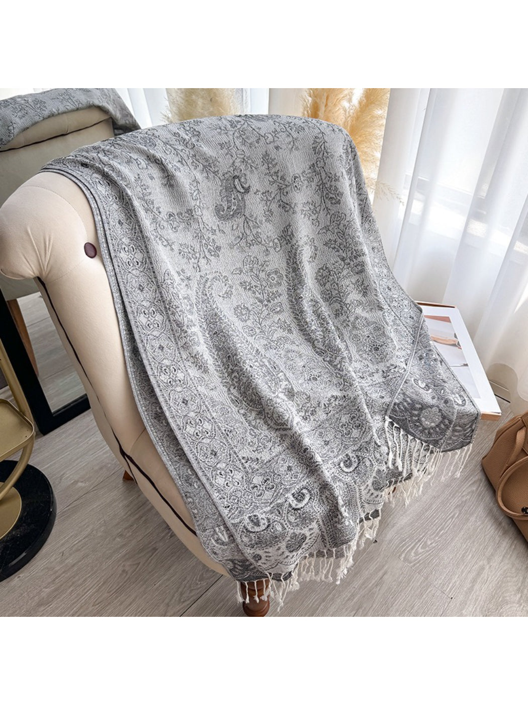 Scarvii - Oversized Paisley Fringe Scarf Shawl