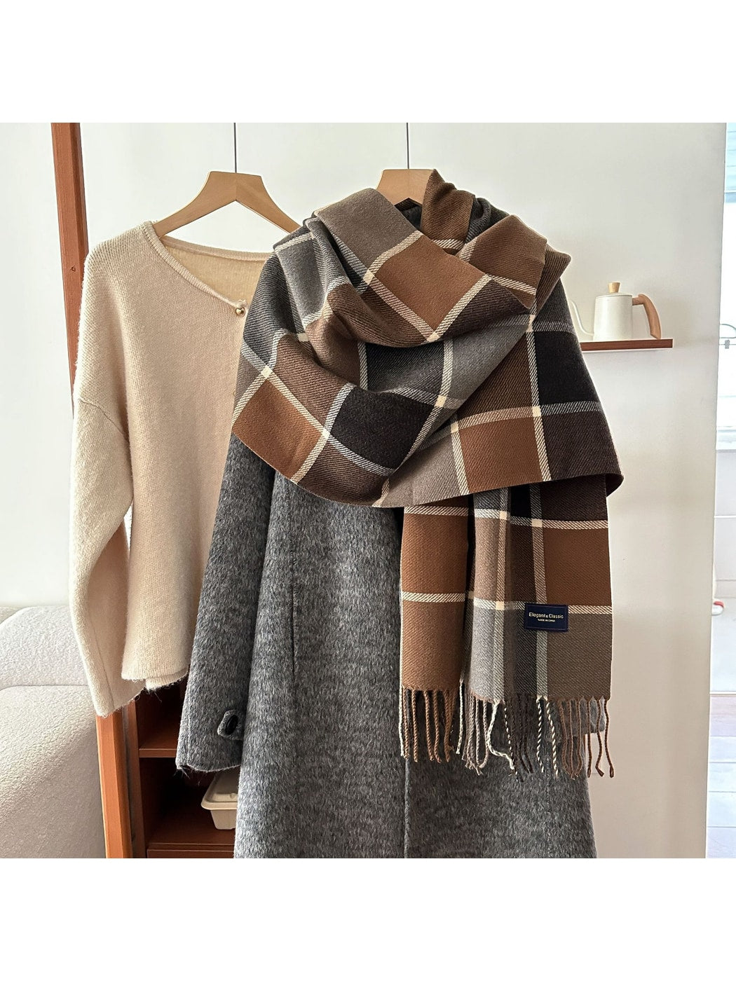 Scarvii - Classic Plaid Fringed Winter Fashion Scarf
