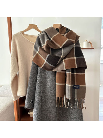 Scarvii - Classic Plaid Fringed Winter Fashion Scarf