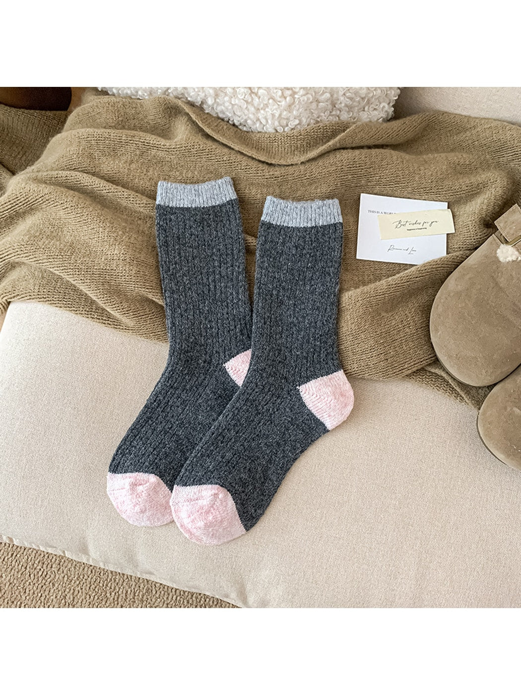 Rufia - Simple Colorblock Casual Crew Socks