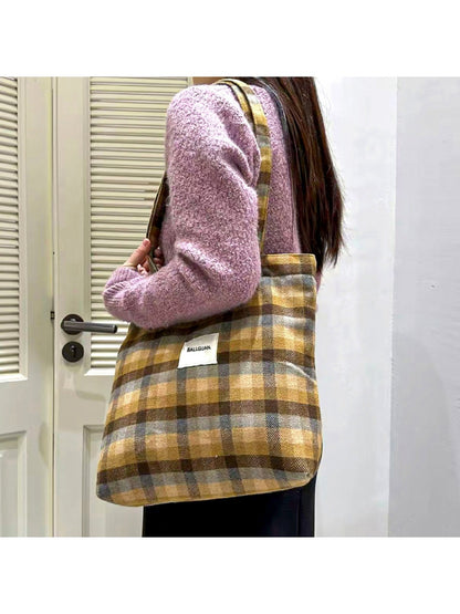 Cosbai – Plaid Crossbody Tote Bag