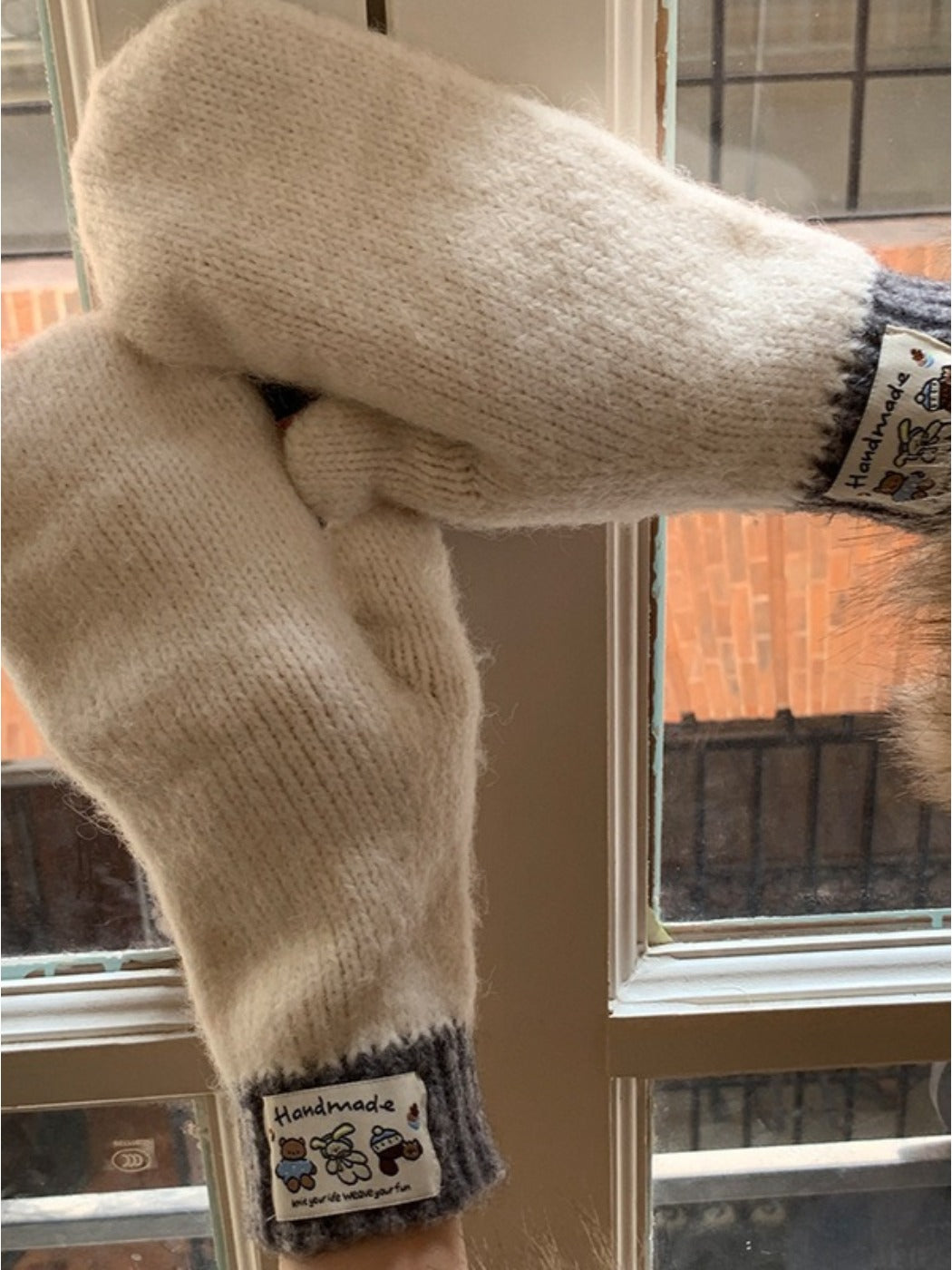Gloving - Classic Color-Block Full-Cover Knitted Mittens