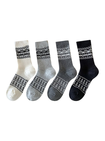Rufia - Minimal Pattern Knit Crew Socks