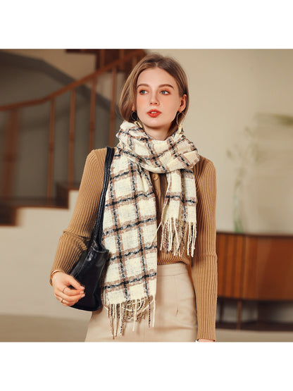 Scarvii - Classic Windowpane Plaid Fringe Scarf