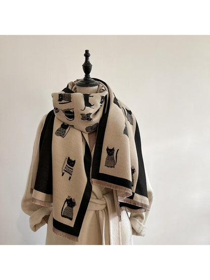 Scarvii – Cute Cat Print Long Scarf & Shawl