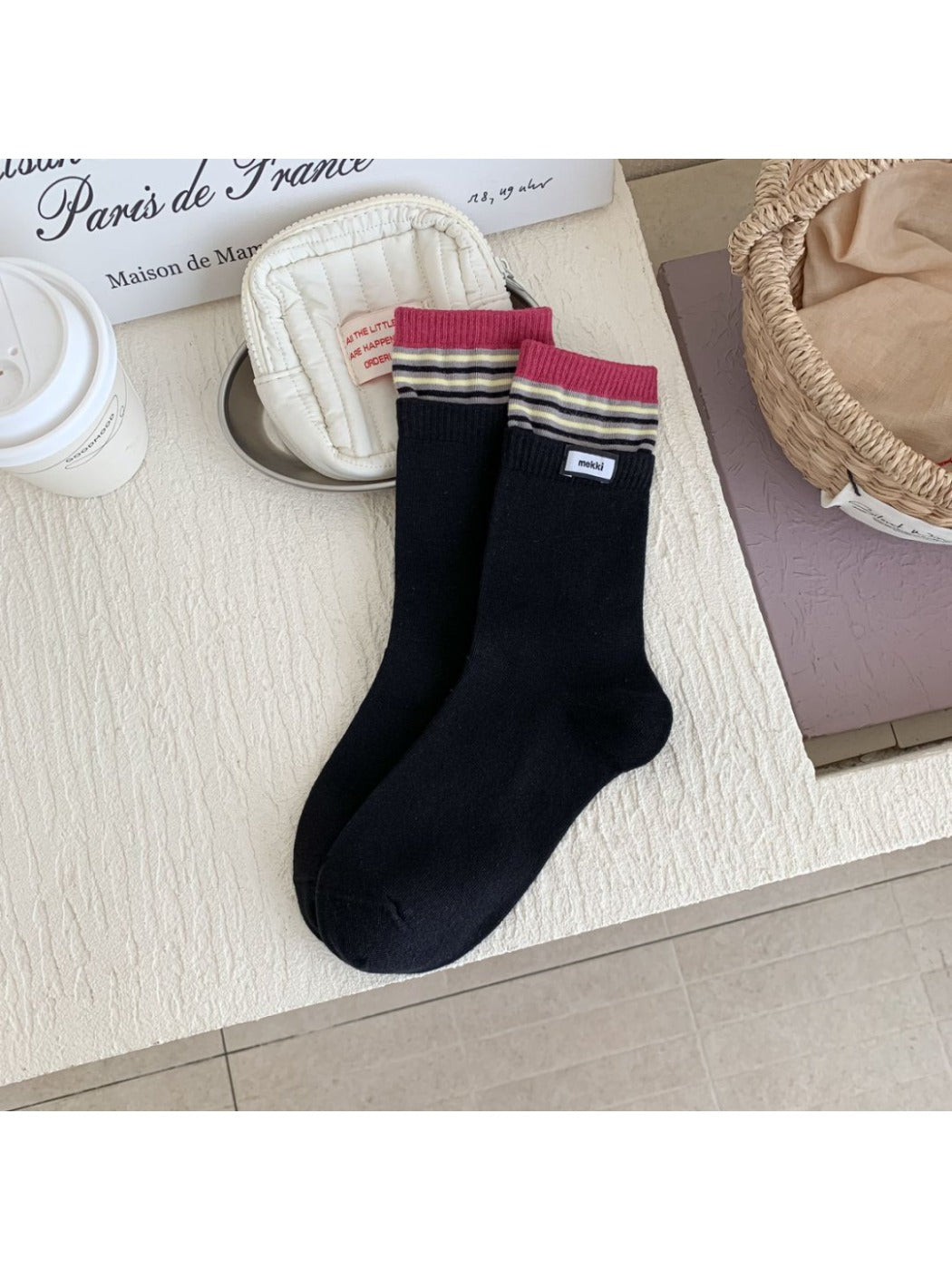 Rufia - Retro Color-Block Mid-Calf Socks