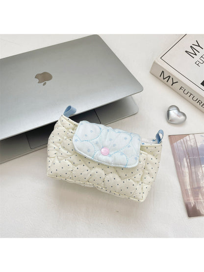 Cosbai - Quilted Dot and Star Snap Flap Pouch