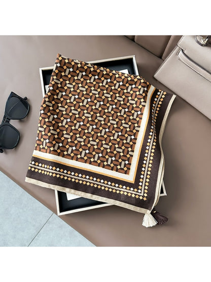Scarvii - Elegant Geometric Print Square Scarf
