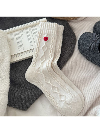 Rufia - Retro Sweetheart Button Detail Crew Socks