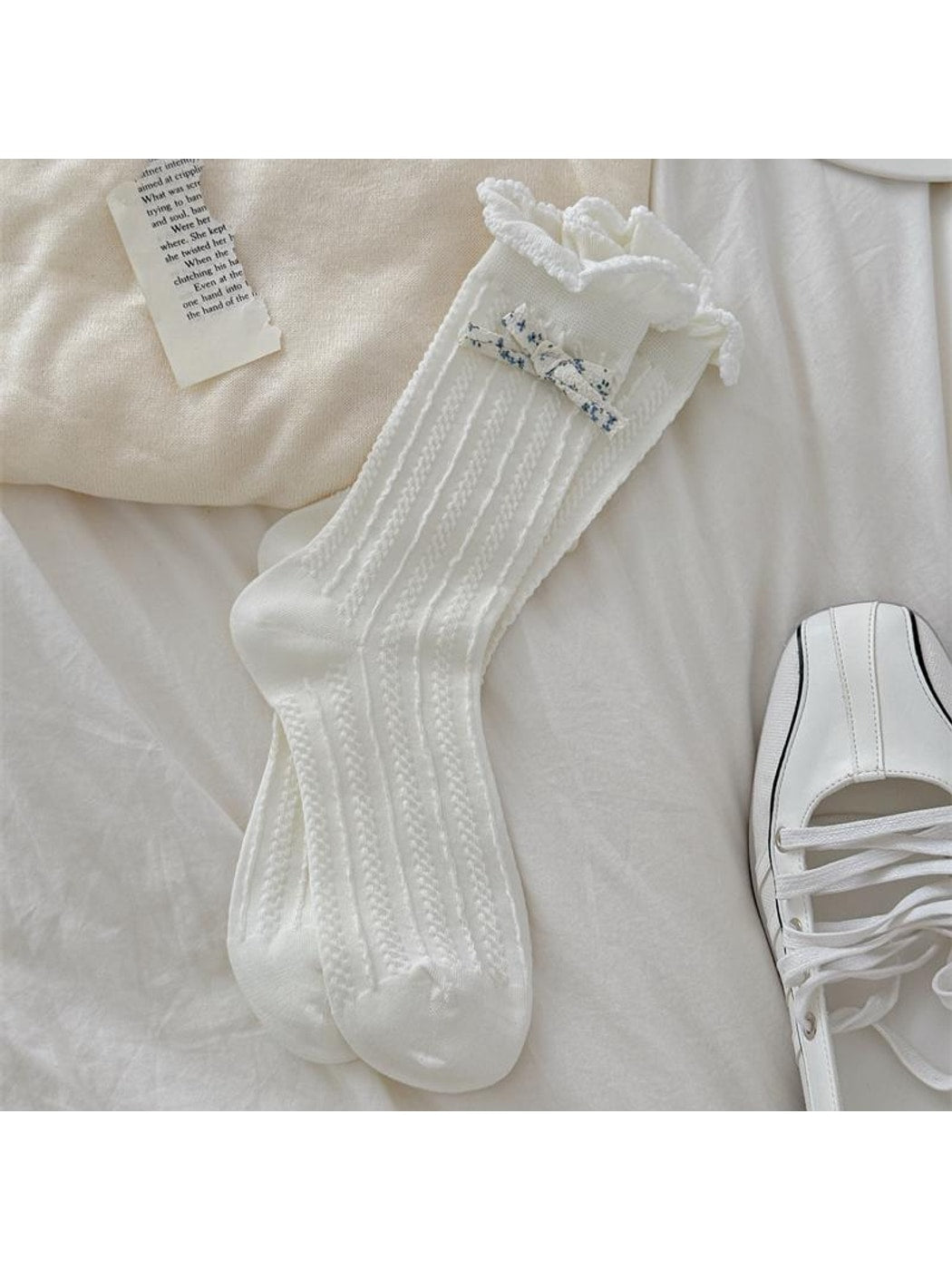Rufia - Sweet Bow Detail Ruffle Crew Socks