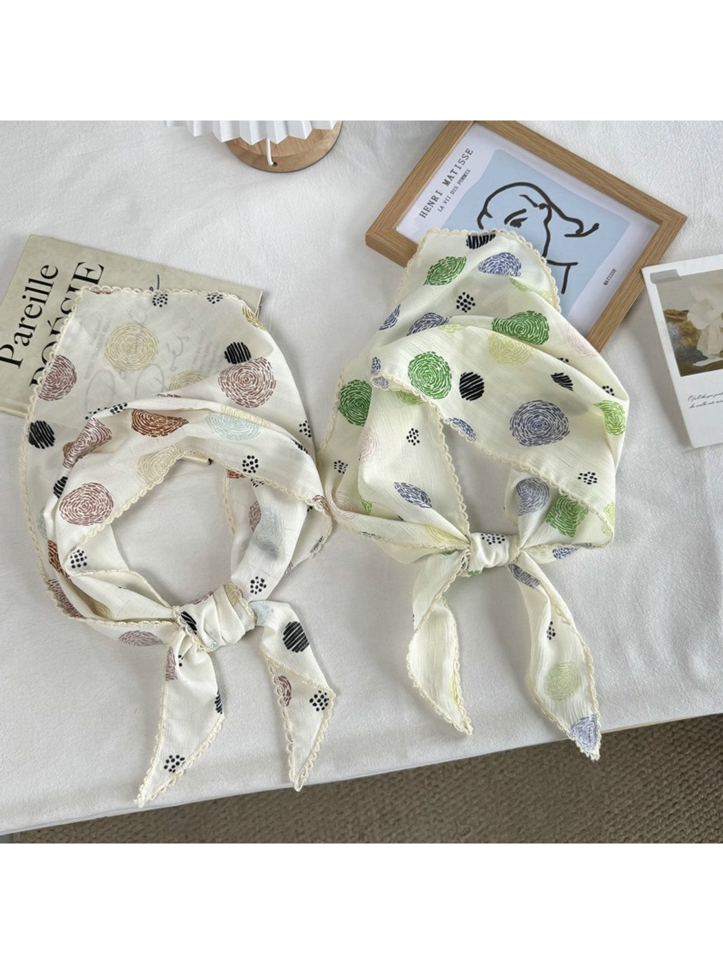 Scarvii - Fairytale Swirl Dot Print Triangle Scarf