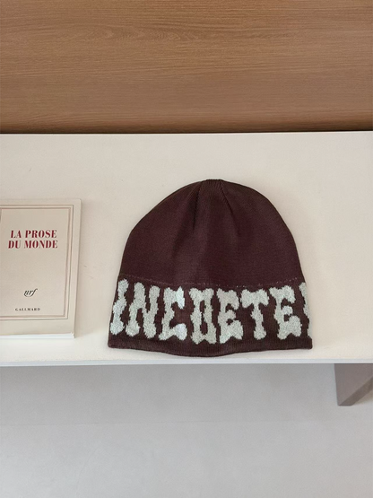 Haila - Letter Pattern Cuffed Beanie