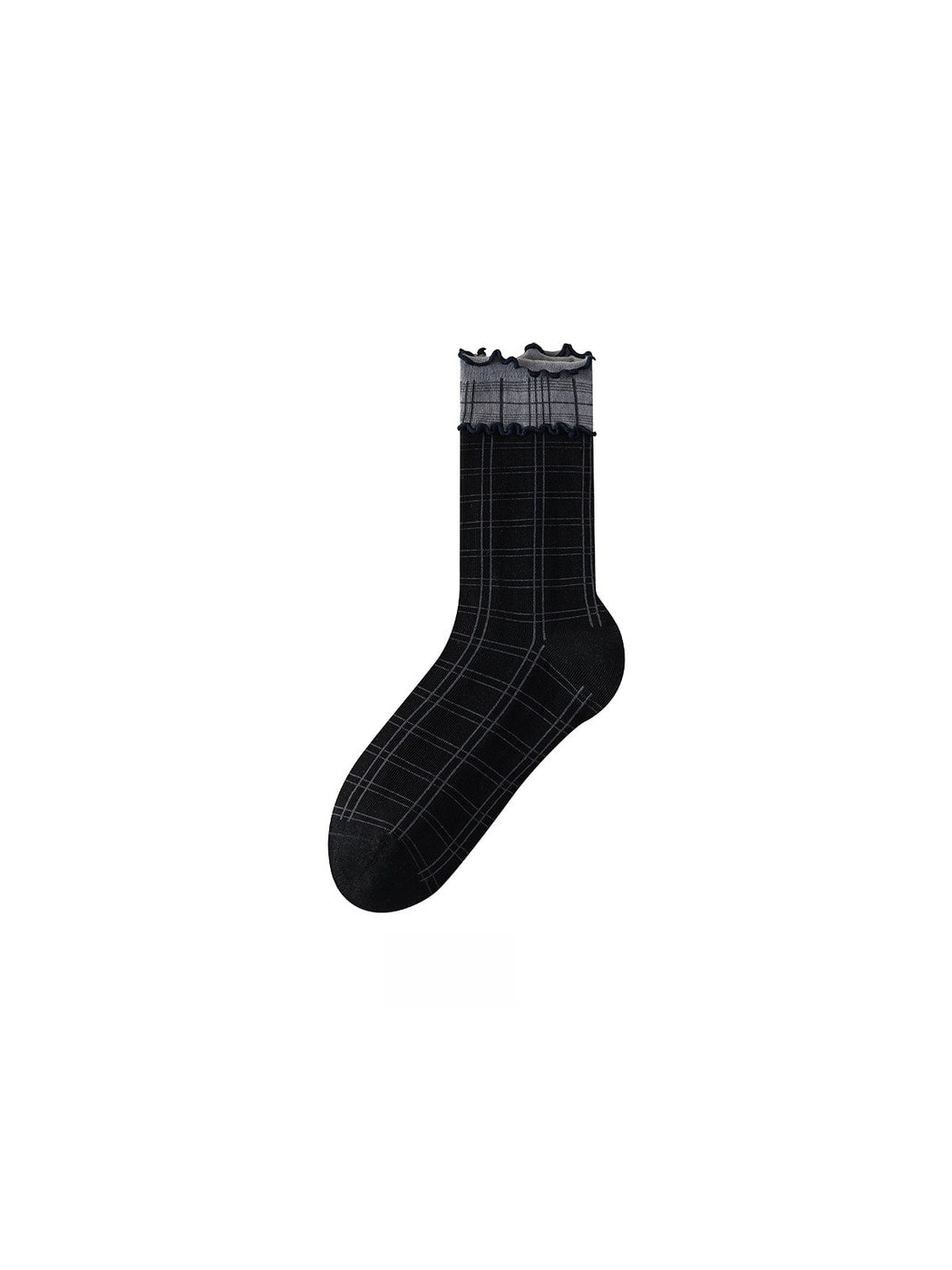 Rufia - Plaid Ruffle Trim Casual Crew Socks