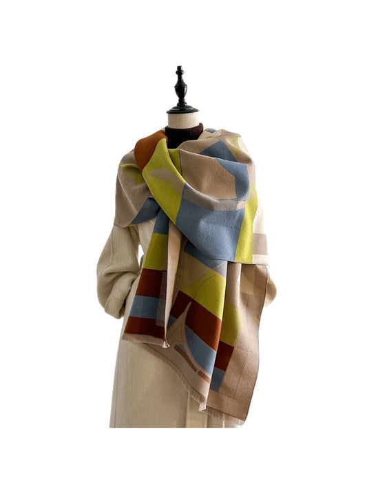 Scarvii – Geometric Print Fringe Scarf & Wrap