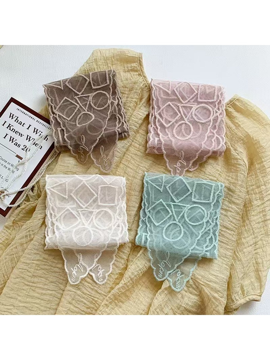 Scarvii - Embroidered Geometric Lace Scarf