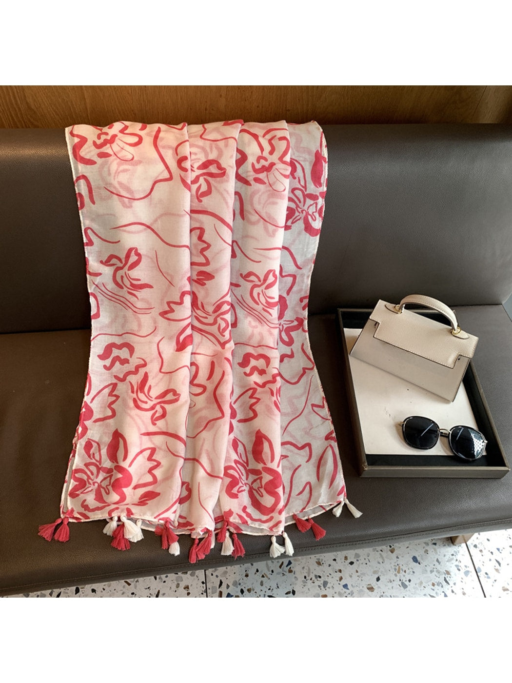 Scarvii - Abstract Floral Tassel Shawl Scarf