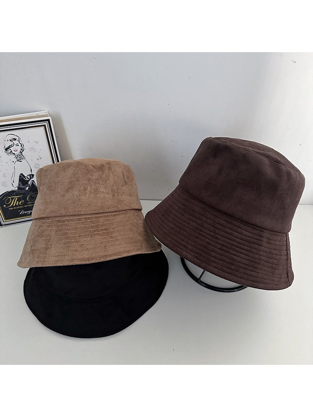 Haila - Simple Solid Color Short Brim Bucket Hat