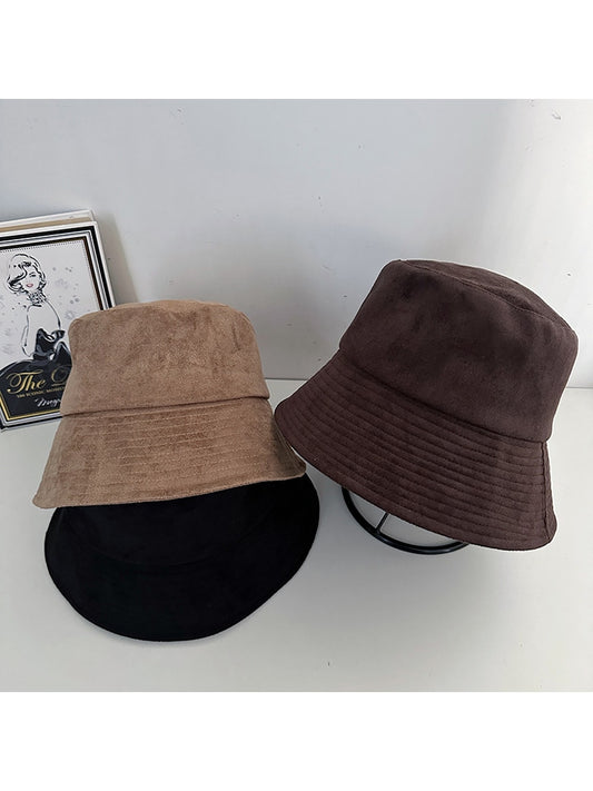 Haila - Simple Solid Color Short Brim Bucket Hat